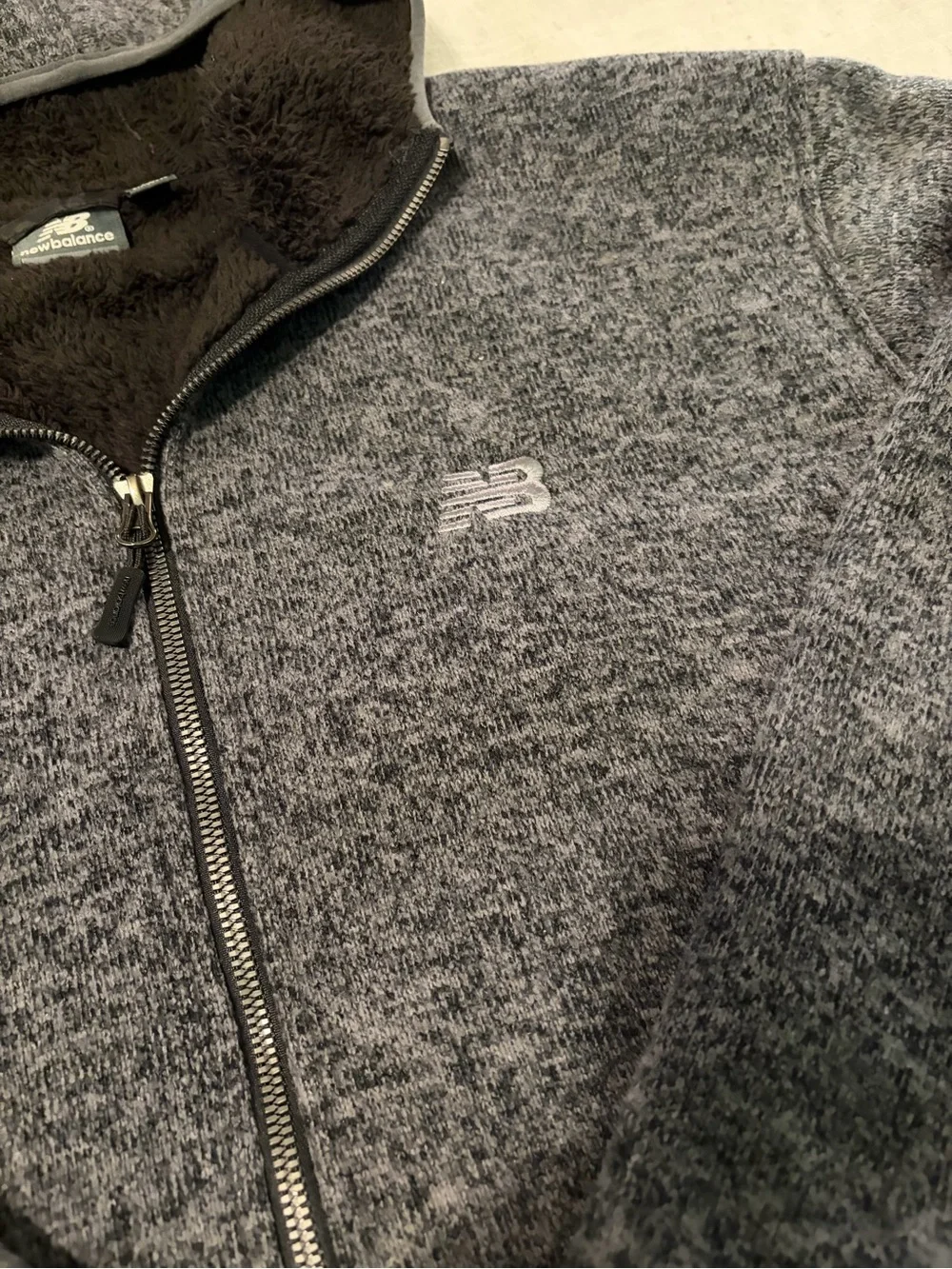 New Balance Men's Dark Heather Gray Full-Zip Hooded Sweater